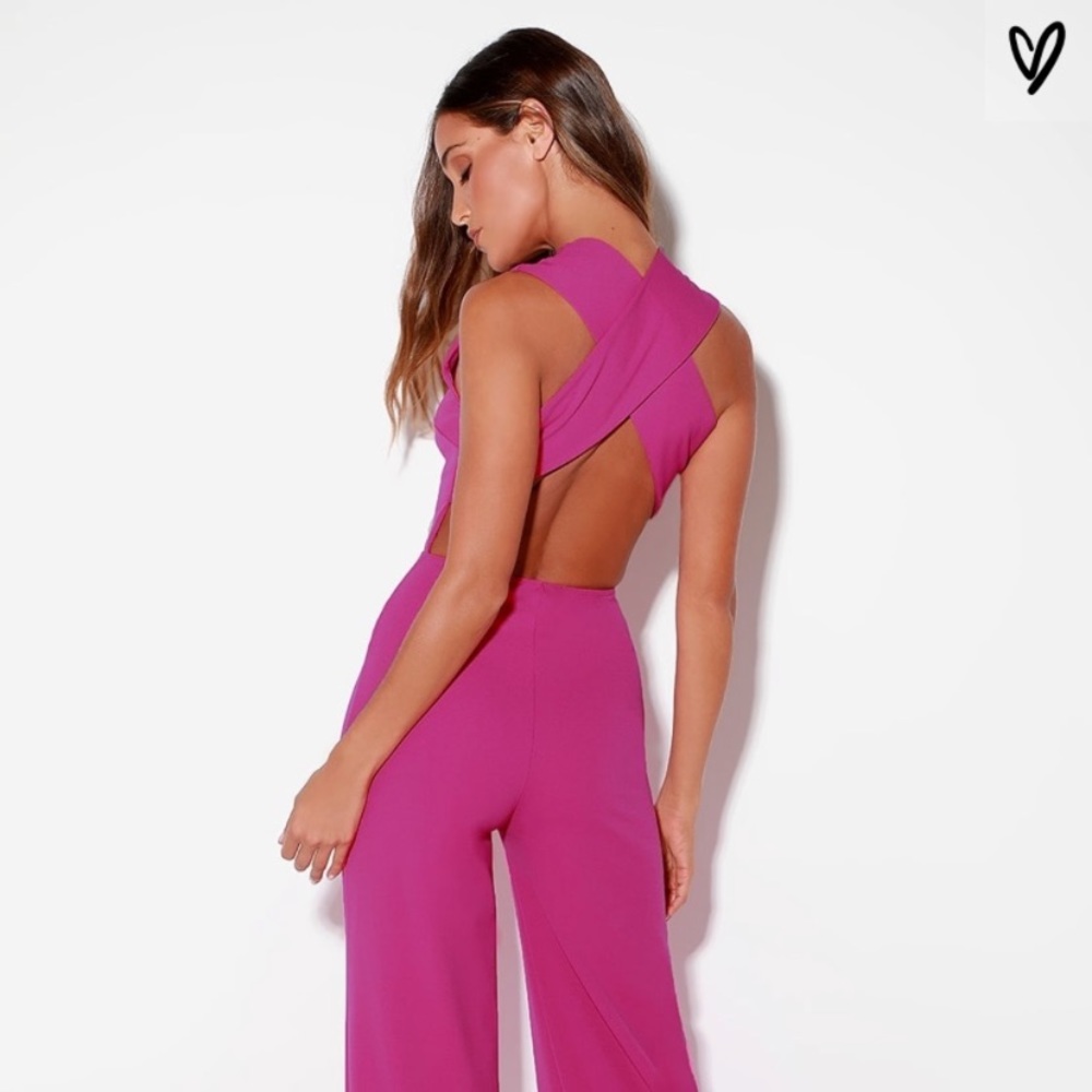 LuLu’s Hot Pink, Backless Jumpsuit